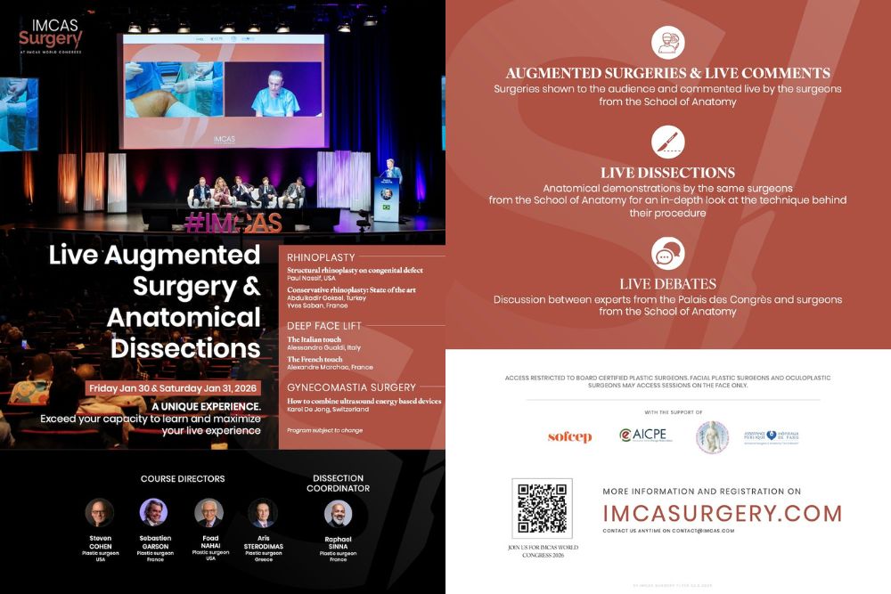 IMCAS Surgery Live Augmented Surgery & Anatomical Dissections 30.01.26